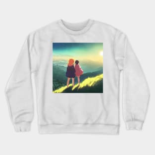 Romantic Sunrise on a Windy Mountain Top Crewneck Sweatshirt